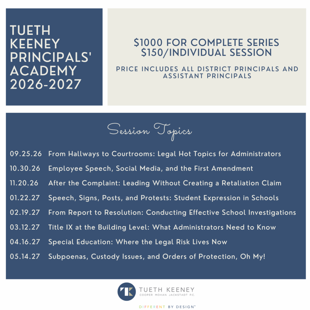 Tueth Keeney Principals' Academy Webinar Series 2026-2027